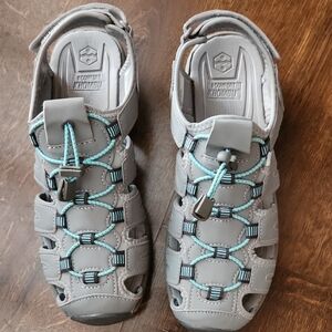 Kombi Gray Sandals with Blue Accents